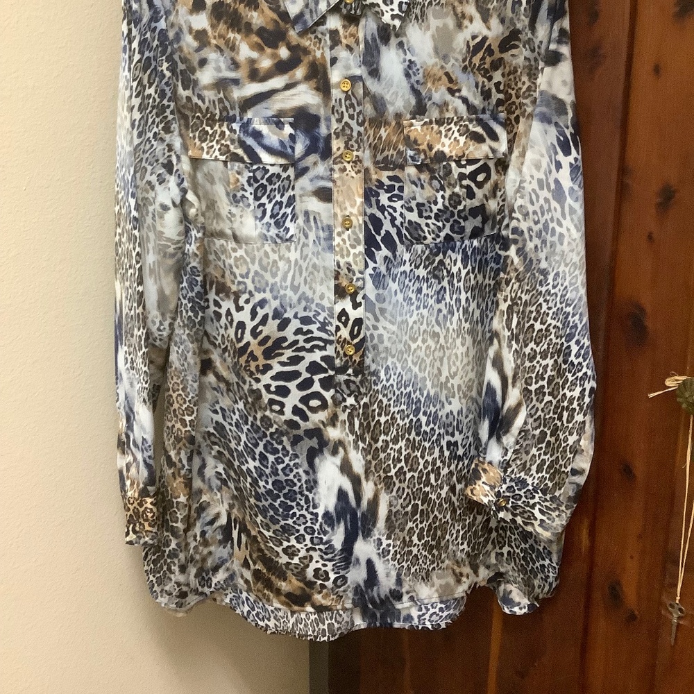 Chicos Animal Print Blouse Size 1